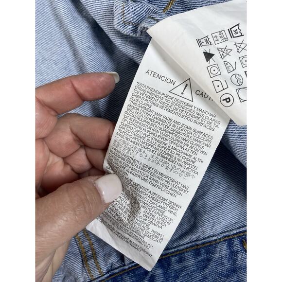 Ladies Bershka Denim Jean Jacket Mid Blue Size Small - Picture 6 of 13